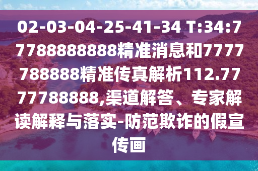 02-03-04-25-41-34 T:34:77788888888精準消息和7777788888精準傳真解析112.7777788888,渠道解答、專家解讀解釋與落實-防范欺詐的假宣傳畫