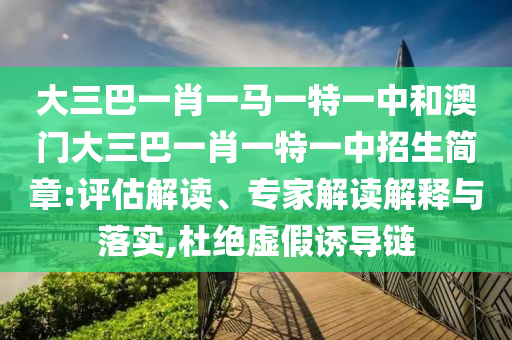 大三巴一肖一馬一特一中和澳門大三巴一肖一特一中招生簡章:評估解讀、專家解讀解釋與落實,杜絕虛假誘導鏈