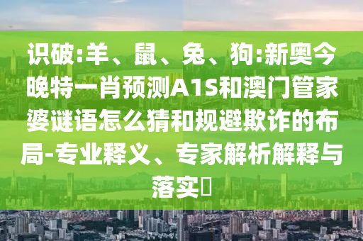 識破:羊、鼠、兔、狗:新奧今晚特一肖預測A1S和澳門管家婆謎語怎么猜和規避欺詐的布局-專業釋義、專家解析解釋與落實?